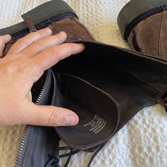 Tory Burch Crocodile effect leather combat boots Size 10 - Picture 6 of 9